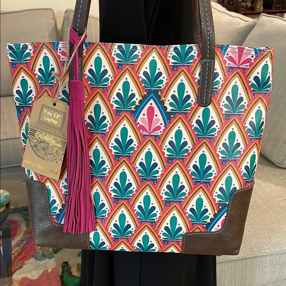 Catchfly Art Deco Tote Bag with Laptop Pocket